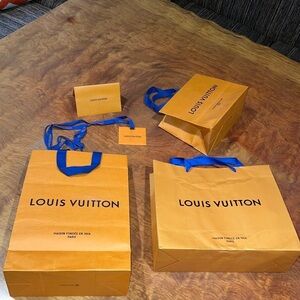 Louis Vuitton Lot of 5 Paper Goods 3 Bags Receipt Envelope and Ribbon w/Card